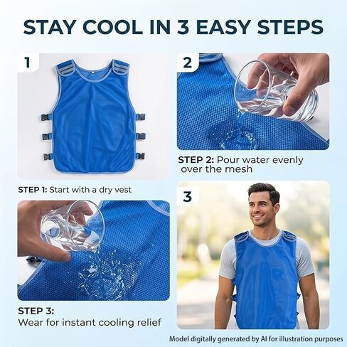 Cooling Vest for Men Women,Water Activated Evaporative Cool Ice Vests,Ice Vest Adjustable in Saudi Arabia
