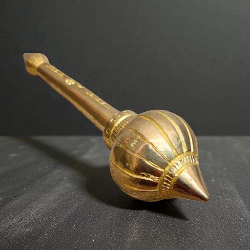 Brass Hanuman Gada Mace 4.5 Inch (150g) – Handcrafted Lord Hanuman Weapon Symbol of Strength, Courage & Devotion | Religious Artifact for Home Temple Decor, Puja, Spiritual Gift & Vastu Protection in Kuwait