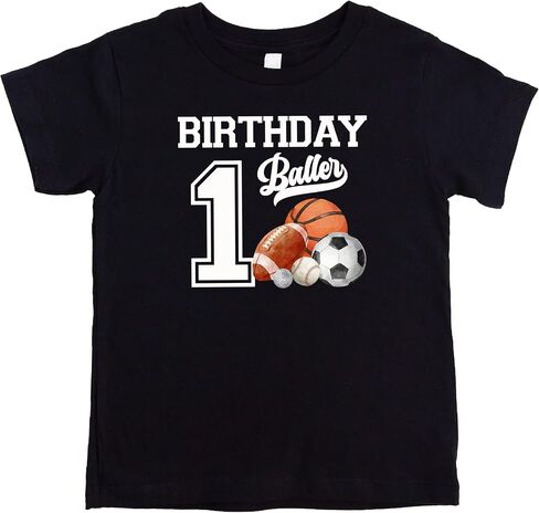 Olive Loves Apple 1st Birthday Baller Shirt for Boys Sports Theme Party T-Shirt for 1 Year Old Toddler in Kuwait
