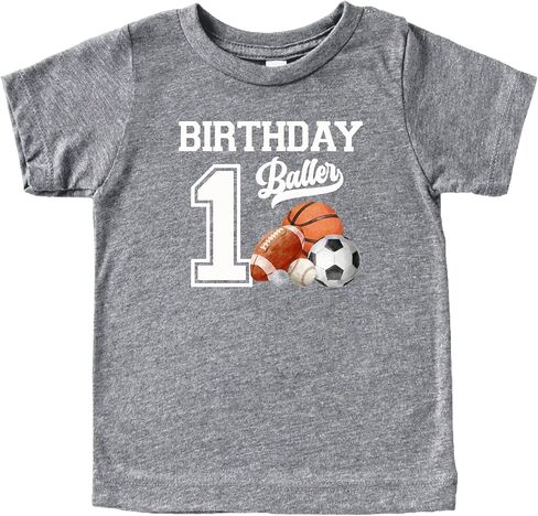 Olive Loves Apple 1st Birthday Baller Shirt for Boys Sports Theme Party T-Shirt for 1 Year Old Toddler in Kuwait