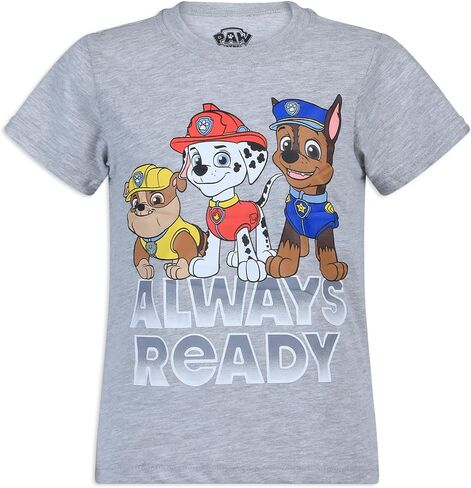 تي شيرت Paw Patrol Nickelodeon Boys 3 Pack قصير الأكمام للأطفال الصغار والكبار باللون الرمادي in Kuwait