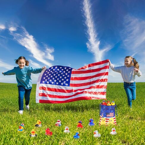 SCIONE Patriotic Rubber Ducks - 24 Pcs Independence Day Novelty Funny Squeeze Baby Shower Bathtub Ducks for Fourth of July Party Supplies in Kuwait