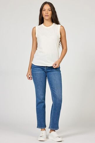 DEAR JOHN Zo Women's Sleeveless Top Crew Neck Raw Edge Detail in Saudi Arabia