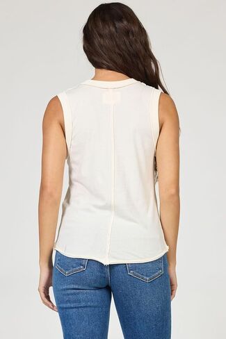 DEAR JOHN Zo Women's Sleeveless Top Crew Neck Raw Edge Detail in Saudi Arabia