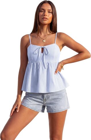 KIFOVEN Women's Striped Spaghetti Strap Sleeveless Tie Ruffle Y2k Cami Tank Top in Saudi Arabia