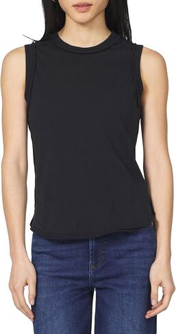 DEAR JOHN Zo Women's Sleeveless Top Crew Neck Raw Edge Detail in Saudi Arabia