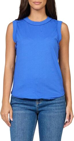 DEAR JOHN Zo Women's Sleeveless Top Crew Neck Raw Edge Detail in Saudi Arabia