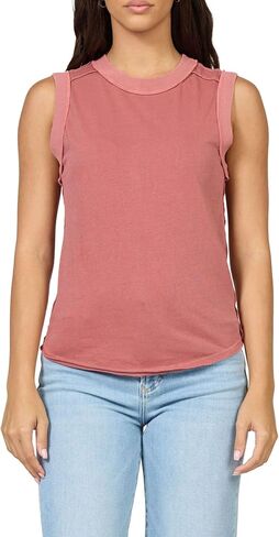DEAR JOHN Zo Women's Sleeveless Top Crew Neck Raw Edge Detail in Saudi Arabia