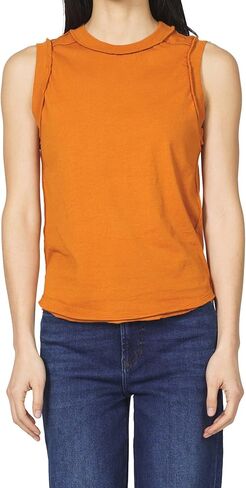 DEAR JOHN Zo Women's Sleeveless Top Crew Neck Raw Edge Detail in Saudi Arabia