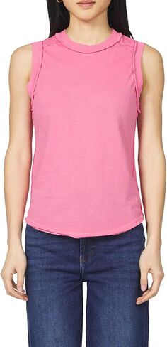 DEAR JOHN Zo Women's Sleeveless Top Crew Neck Raw Edge Detail in Saudi Arabia