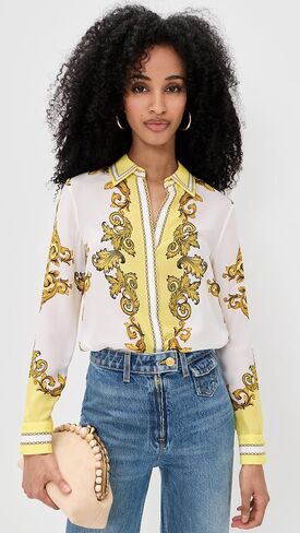 alice + olivia Women's Willa Silk Button Down Top in Saudi Arabia