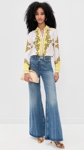 alice + olivia Women's Willa Silk Button Down Top in Saudi Arabia
