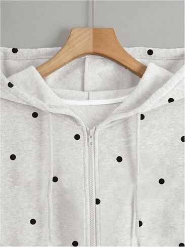Milumia Women's Y2k Polka Dots Zip Up Hoodies Long Sleeve Hooded Sweatshirts with Pockets in Kuwait
