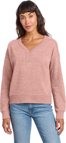 District Women’s Perfect Tri Fleece V-Neck Sweatshirt - Casual Stylish Henley Pullover, Relaxed Fit, Soft Tri-Blend Fabric, in Kuwait