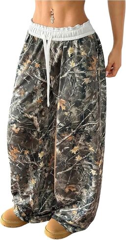 SHENHE المرأة حجم كبير السراويل المموهة الرباط الخصر Y2k Sweatpants واسعة الساق فضفاض الشارع الشهير بنطلون in Kuwait