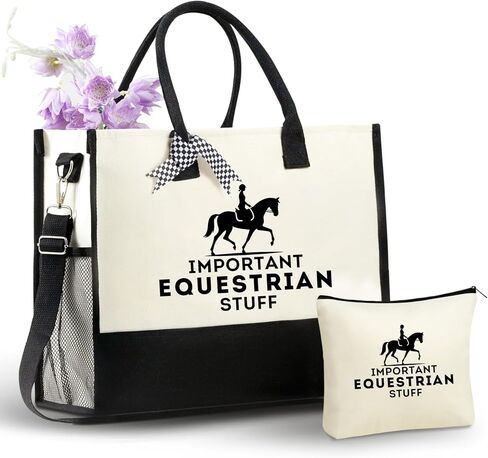 InnoBeta Equestrian Gifts for Women, Equestrian Equipment Tote Bag with Top Zipper Closure and Shoulder Strap in Kuwait