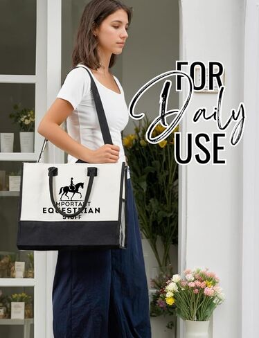 InnoBeta Equestrian Gifts for Women, Equestrian Equipment Tote Bag with Top Zipper Closure and Shoulder Strap in Kuwait