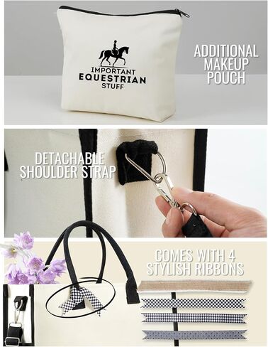 InnoBeta Equestrian Gifts for Women, Equestrian Equipment Tote Bag with Top Zipper Closure and Shoulder Strap in Kuwait
