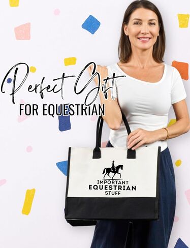 InnoBeta Equestrian Gifts for Women, Equestrian Equipment Tote Bag with Top Zipper Closure and Shoulder Strap in Kuwait