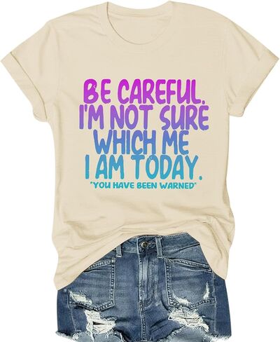 Women's Funny Shirts Sarcastic Tshirts with Novelty Sayings I'm Not Sure Which Me I Am Today Graphic Tees Casual Top in Saudi Arabia