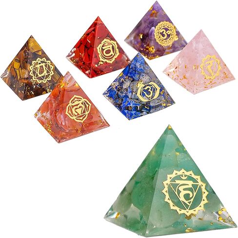Crystal Pyramids Set Made of Crystals and Healing Stones 3cm/1.18in Healing Crystal Set Crystal Energy Tower Multi Colored Chakra Pyramid Set Suitable for Home Decor in Saudi Arabia
