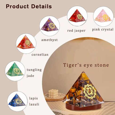 Crystal Pyramids Set Made of Crystals and Healing Stones 3cm/1.18in Healing Crystal Set Crystal Energy Tower Multi Colored Chakra Pyramid Set Suitable for Home Decor in Saudi Arabia