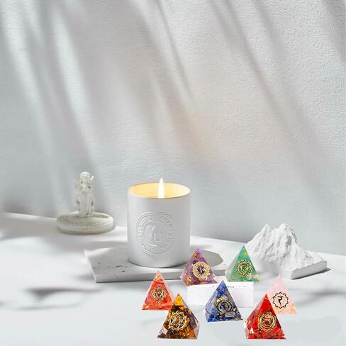 Crystal Pyramids Set Made of Crystals and Healing Stones 3cm/1.18in Healing Crystal Set Crystal Energy Tower Multi Colored Chakra Pyramid Set Suitable for Home Decor in Saudi Arabia