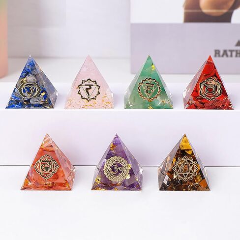 Crystal Pyramids Set Made of Crystals and Healing Stones 3cm/1.18in Healing Crystal Set Crystal Energy Tower Multi Colored Chakra Pyramid Set Suitable for Home Decor in Saudi Arabia