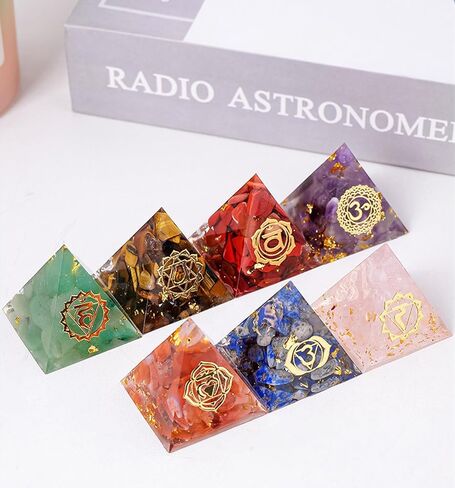 Crystal Pyramids Set Made of Crystals and Healing Stones 3cm/1.18in Healing Crystal Set Crystal Energy Tower Multi Colored Chakra Pyramid Set Suitable for Home Decor in Saudi Arabia