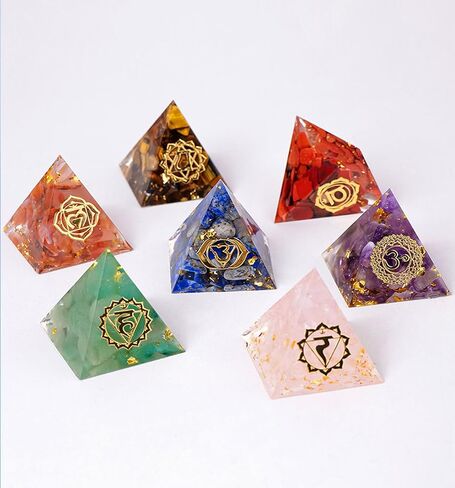 Crystal Pyramids Set Made of Crystals and Healing Stones 3cm/1.18in Healing Crystal Set Crystal Energy Tower Multi Colored Chakra Pyramid Set Suitable for Home Decor in Saudi Arabia
