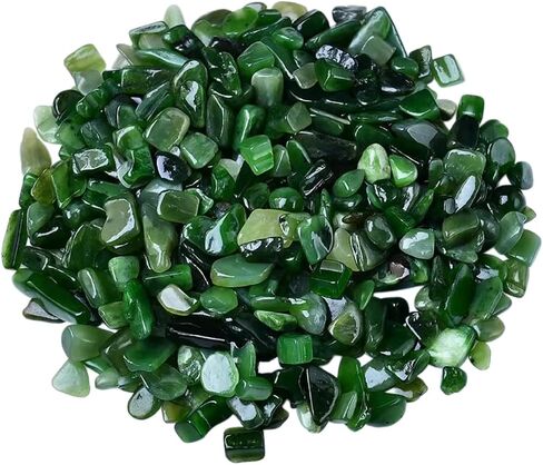 Natural Polished Green Jasper Tumbled Chips Crushed Crystal Stone, 7-9mm Healing Crystal Chips Bulk Healing Reiki Crystal Stones for Jewelry Making Home Decoration in Saudi Arabia