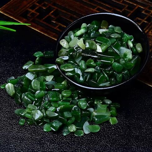 Natural Polished Green Jasper Tumbled Chips Crushed Crystal Stone, 7-9mm Healing Crystal Chips Bulk Healing Reiki Crystal Stones for Jewelry Making Home Decoration in Saudi Arabia