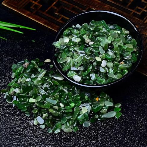 Natural Polished Green Jasper Tumbled Chips Crushed Crystal Stone, 7-9mm Healing Crystal Chips Bulk Healing Reiki Crystal Stones for Jewelry Making Home Decoration in Saudi Arabia