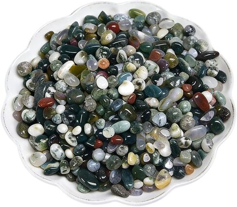 Natural Polished Green Jasper Tumbled Chips Crushed Crystal Stone, 7-9mm Healing Crystal Chips Bulk Healing Reiki Crystal Stones for Jewelry Making Home Decoration in Saudi Arabia