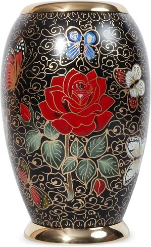 Large Cremation Urn for Human Ashes – Handcrafted Metal & Brass Funeral Urn – Monarch Adult Urn with Velvet Bag – Decorative Memorial Urn for Ashes for Women & Men - Black, 200 LB in Saudi Arabia