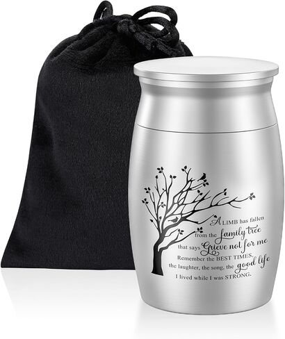 Small Urn for Human Ashes Keepsake Aluminium 3 inches Keepsake Cremation Urn for Ashes for Men Women-Silver in Saudi Arabia