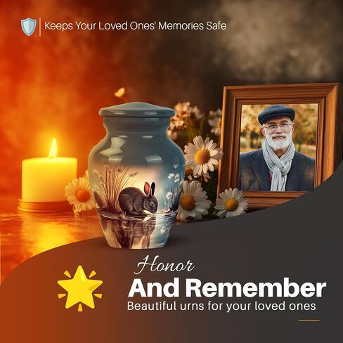 Yatskia Black Rabbit Mini Memorial Urns for Human Ashes Adult Male and Female, Small Funeral Keepsake Urn for Ashes Adult, (Classic Pack of 1, 3 Inch) in Saudi Arabia