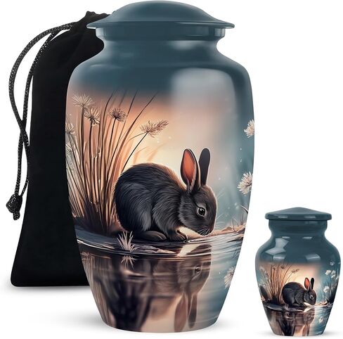 Yatskia Black Rabbit Mini Memorial Urns for Human Ashes Adult Male and Female, Small Funeral Keepsake Urn for Ashes Adult, (Classic Pack of 1, 3 Inch) in Saudi Arabia