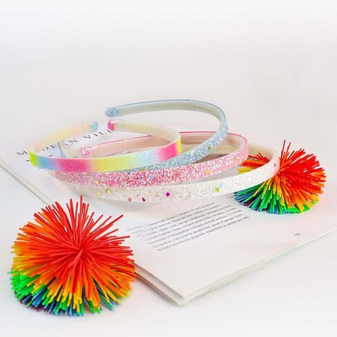 TKYPZY 6 Pack Glitter Headbands Thin Glitter Headband for Women Colorful Hair Accessories Plastic Sparkly Hairbands Sparkle Headband Bling Rainbow Hair Bands with Teeth Cute Non-Slip Head Band in Saudi Arabia