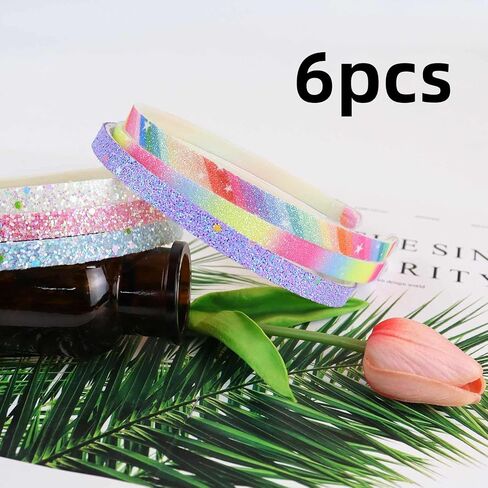 TKYPZY 6 Pack Glitter Headbands Thin Glitter Headband for Women Colorful Hair Accessories Plastic Sparkly Hairbands Sparkle Headband Bling Rainbow Hair Bands with Teeth Cute Non-Slip Head Band in Saudi Arabia