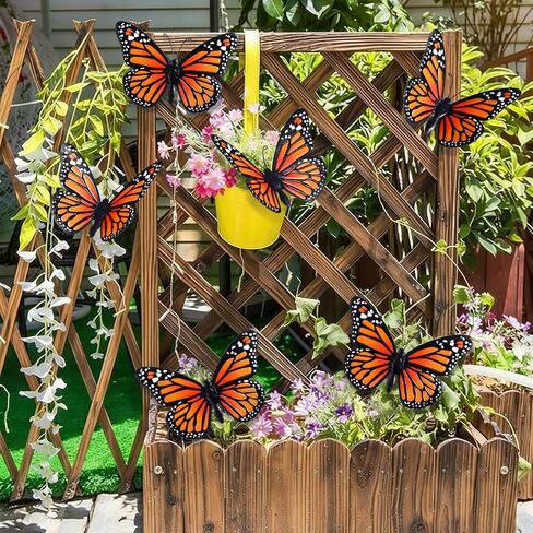 Chunful 6 Pcs 3D Metal Butterfly Wall Art Decorations 9.7 x 6.7 Inch Monarch Butterflies Wall Sculpture Hanging Sticker for Outdoor Fences Patio Yard Fence Garden Metal(3 Styles) in Kuwait