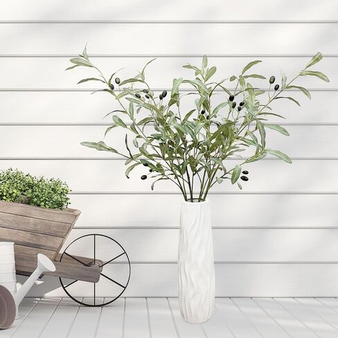 SNAIL GARDEN 4 Pack 41.3in Faux Olive Branches with Flocked Realistic Leaves,Large Tall Artificial Greenery Stems, 216 Leaves Green Olive Branch Stems, Olive Branches for Vases Home Wedding Decor in Kuwait