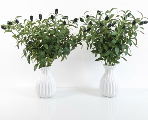 10PCS 18 Inches Olive Tree Branches for Vase Artificial Greenery Stems Realistic Faux Olive Branches with Fruit for DIY Centerpiece Decor Home, Wedding, Table Decoration(No Vase) in Saudi Arabia