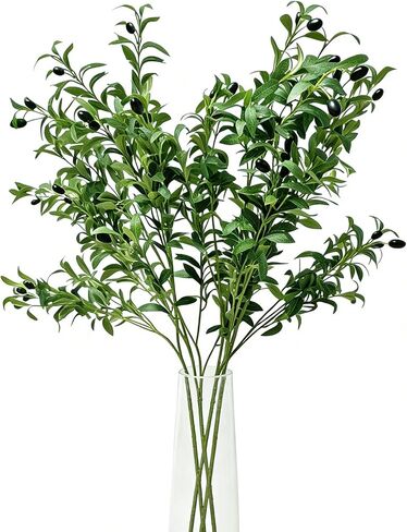 10PCS 18 Inches Olive Tree Branches for Vase Artificial Greenery Stems Realistic Faux Olive Branches with Fruit for DIY Centerpiece Decor Home, Wedding, Table Decoration(No Vase) in Saudi Arabia