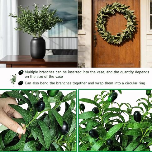 10PCS 18 Inches Olive Tree Branches for Vase Artificial Greenery Stems Realistic Faux Olive Branches with Fruit for DIY Centerpiece Decor Home, Wedding, Table Decoration(No Vase) in Saudi Arabia