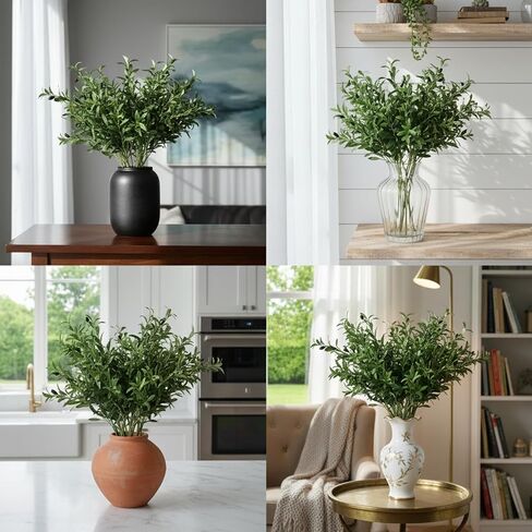 10PCS 18 Inches Olive Tree Branches for Vase Artificial Greenery Stems Realistic Faux Olive Branches with Fruit for DIY Centerpiece Decor Home, Wedding, Table Decoration(No Vase) in Saudi Arabia