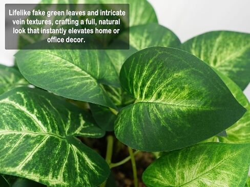 2 Fake Pothos Hanging Plants Artificial Pothos Plant with Pots Faux Hanging Plants Office Decor Low Maintenance Fake Vines Artificial Greenery for Indoor - Green & Yellow in Kuwait