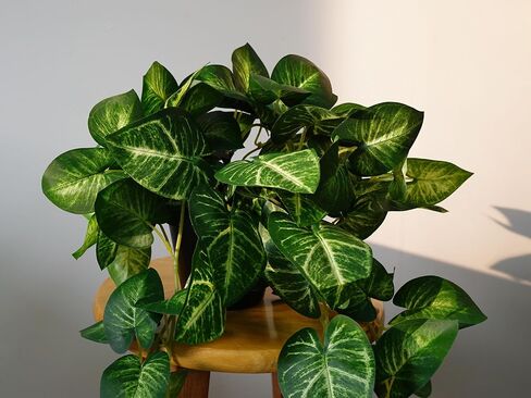 2 Fake Pothos Hanging Plants Artificial Pothos Plant with Pots Faux Hanging Plants Office Decor Low Maintenance Fake Vines Artificial Greenery for Indoor - Green & Yellow in Kuwait