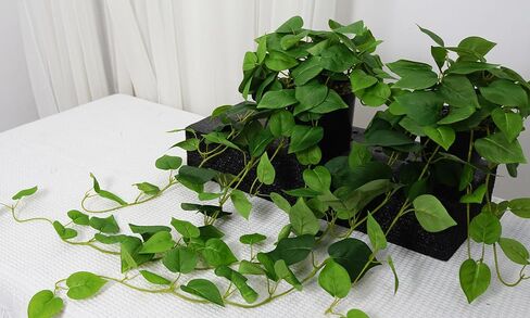 2 Fake Pothos Hanging Plants Artificial Pothos Plant with Pots Faux Hanging Plants Office Decor Low Maintenance Fake Vines Artificial Greenery for Indoor - Green & Yellow in Kuwait