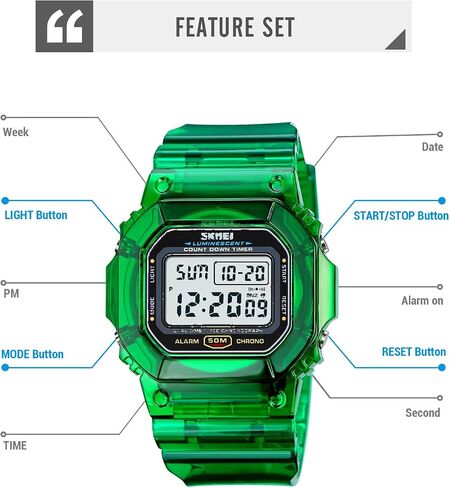 RNONDRY Womens Mens Digital Watch, Waterproof Green Watches for Men, Women's Digital Wat, Waterproof Green Watches for Men, Women's Digital Watch for Boys Girls Wrist Watch with Date Alarm & Countdown in Saudi Arabia